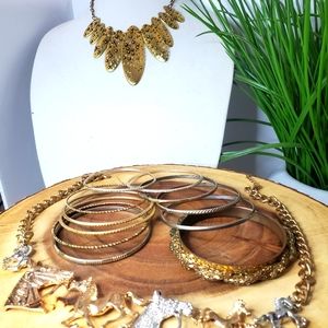 Mixed Lot of Gold Toned Jewelry